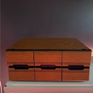 2 Vintage 36 Cassette Tape 3 Drawer Storage Holder Organizer Faux Wood 15.5x12x4